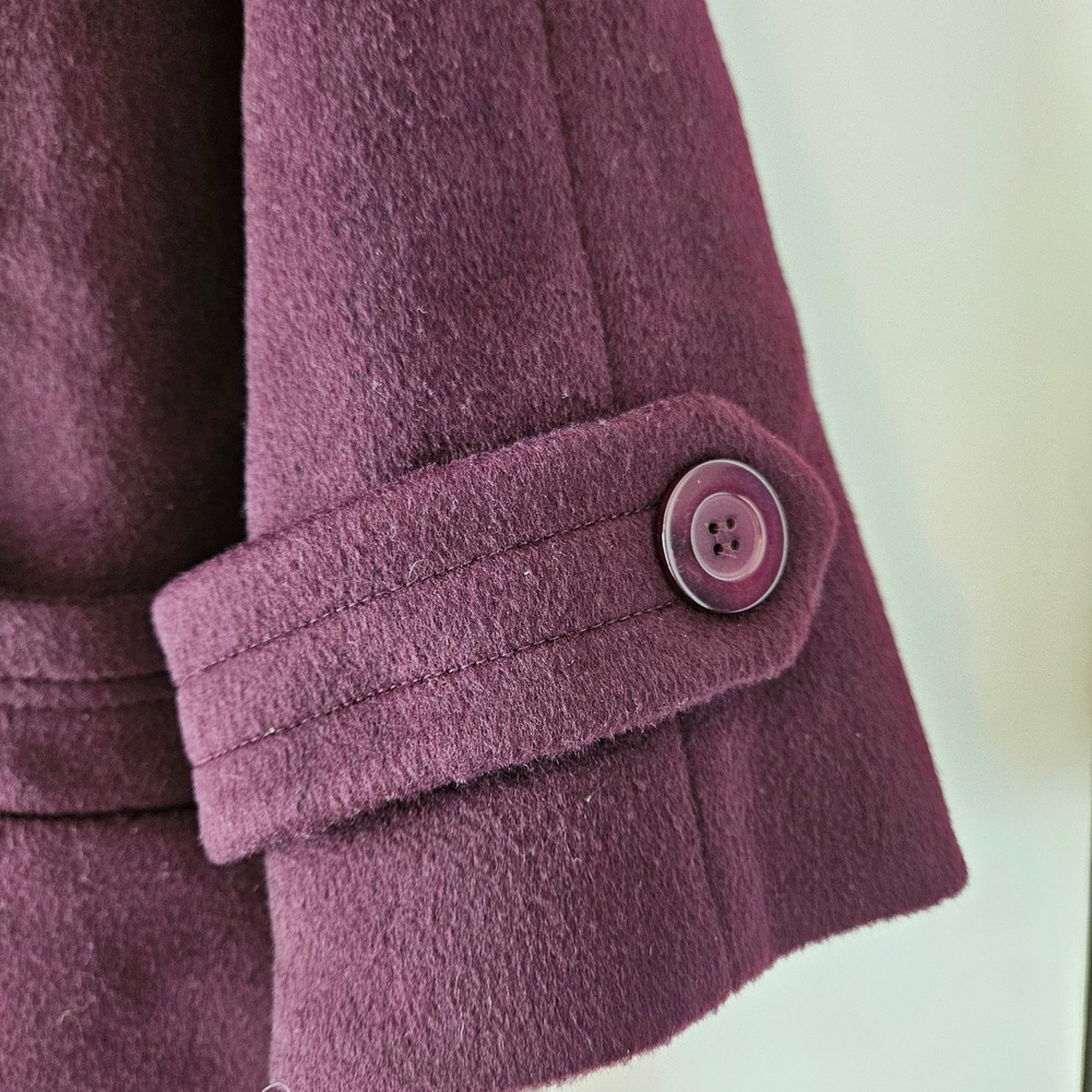 Vintage Alorna Forstmann Pea Coat Womens Medium Plum Wool Blend  Double Breasted - Picture 9 of 11